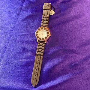 New 📌Avenue Woman Rose Gold Tone Watch with Rhinestones & Rubber Buckle Band